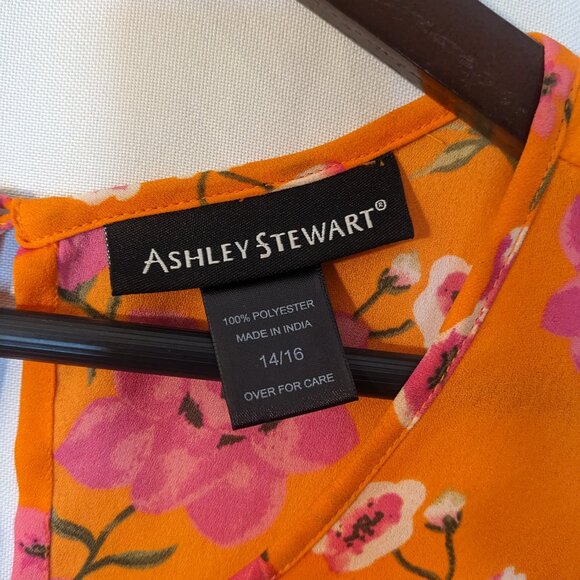 Ashley Steward Women's Florals Printed Peak Shoulder Blouse size 14/16 - Picture 3 of 11